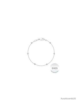 925 Sterling Silver Bead Chain Bracelet Women Gold Plated Hypoallergenic